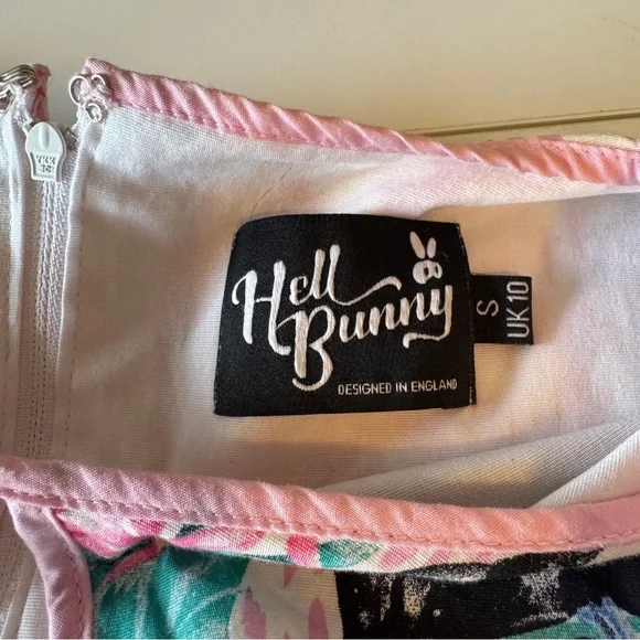 Hell Bunny Pink and Green Tropical Mini Dress - Picture 6 of 8